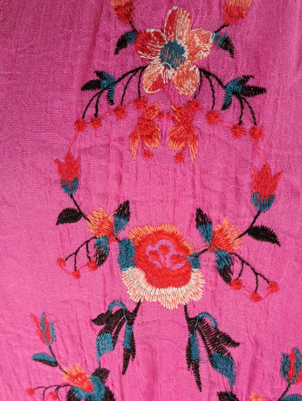Umgee Women’s Top Hot Pink Floral Embroidery Eyelet Lace Short Sleeve Size Large - Picture 4 of 15